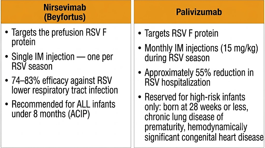 Nirsevimab versus palivizumab RSV prophylaxis comparison